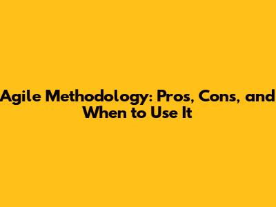 Agile Methodology: Pros, Cons, and When to Use It