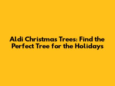Aldi Christmas Trees: Find the Perfect Tree for the Holidays