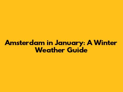 Amsterdam in January: A Winter Weather Guide