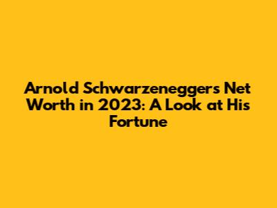Arnold Schwarzenegger's Net Worth in 2023: A Look at His Fortune