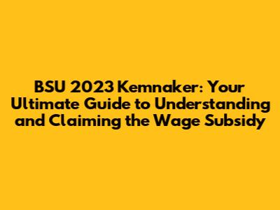 BSU 2023 Kemnaker: Your Ultimate Guide to Understanding and Claiming the Wage Subsidy