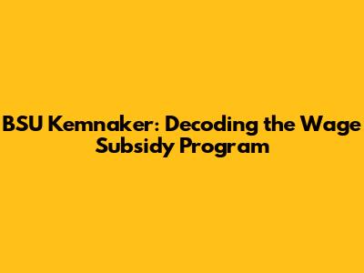BSU Kemnaker: Decoding the Wage Subsidy Program