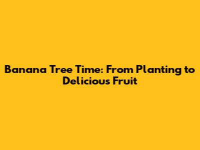 Banana Tree Time: From Planting to Delicious Fruit
