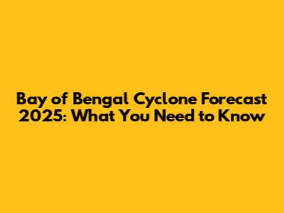 Bay of Bengal Cyclone Forecast 2025: What You Need to Know