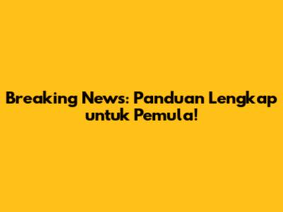 Breaking News: Panduan Lengkap untuk Pemula!