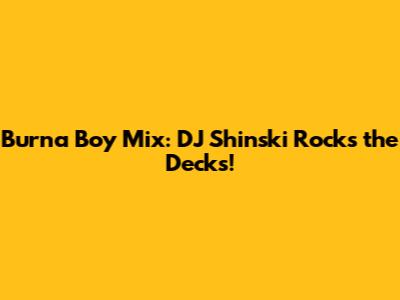 Burna Boy Mix: DJ Shinski Rocks the Decks!