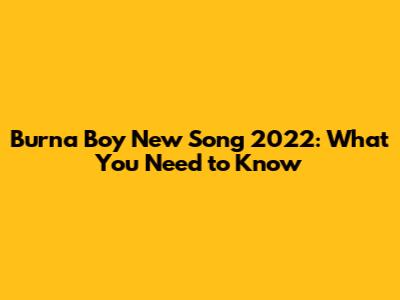 Burna Boy New Song 2022: What You Need to Know