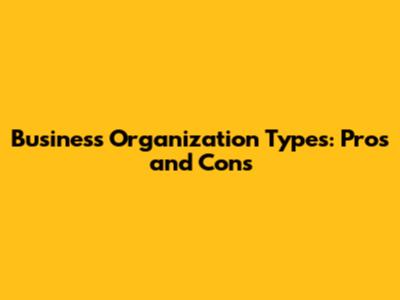 Business Organization Types: Pros and Cons