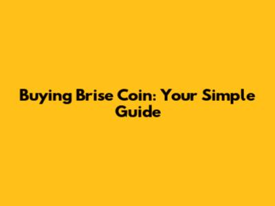 Buying Brise Coin: Your Simple Guide