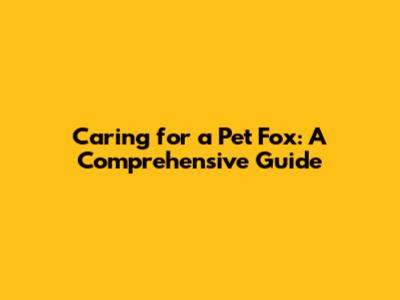 Caring for a Pet Fox: A Comprehensive Guide