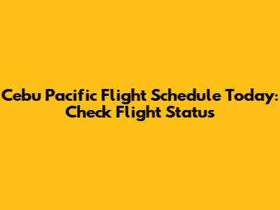 Cebu Pacific Flight Schedule Today: Check Flight Status