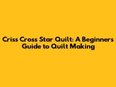 Criss Cross Star Quilt: A Beginner's Guide to Quilt Making