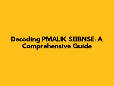 Decoding PMALIK SEIBNSE: A Comprehensive Guide