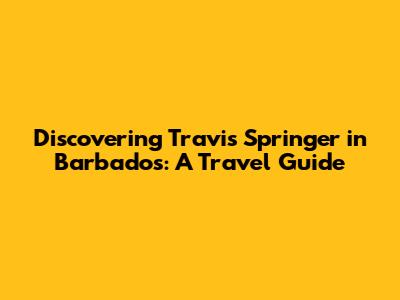 Discovering Travis Springer in Barbados: A Travel Guide