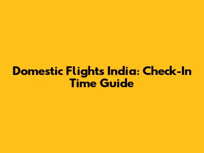 Domestic Flights India: Check-In Time Guide