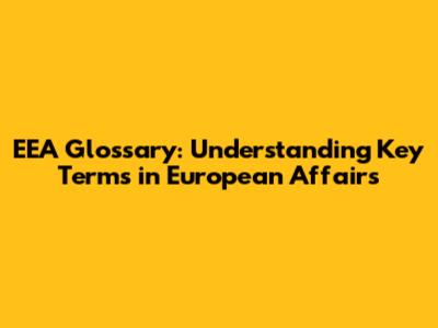 EEA Glossary: Understanding Key Terms in European Affairs