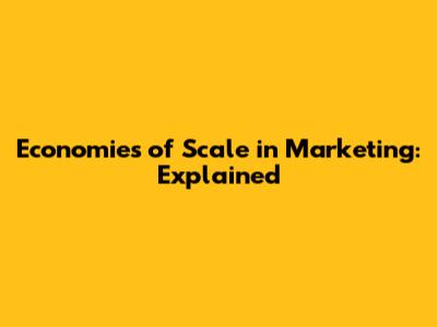 Economies of Scale in Marketing: Explained
