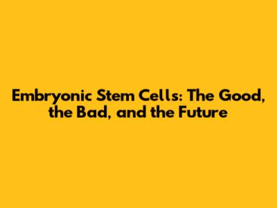 Embryonic Stem Cells: The Good, the Bad, and the Future