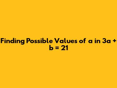 Finding Possible Values of 'a' in 3a + b = 21