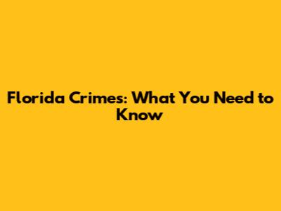 Florida Crimes: What You Need to Know