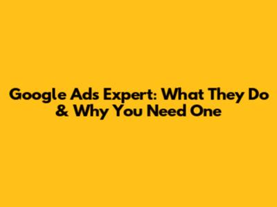 Google Ads Expert: What They Do & Why You Need One
