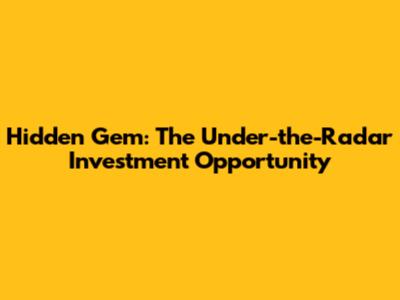 Hidden Gem: The Under-the-Radar Investment Opportunity