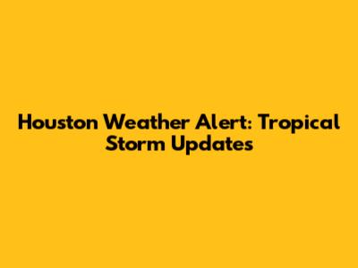 Houston Weather Alert: Tropical Storm Updates