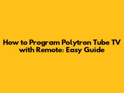 How to Program Polytron Tube TV with Remote: Easy Guide