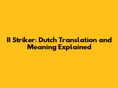 II Striker: Dutch Translation and Meaning Explained