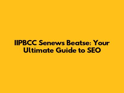 IIPBCC Senews Beatse: Your Ultimate Guide to SEO