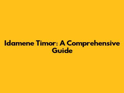 Idamene Timor: A Comprehensive Guide