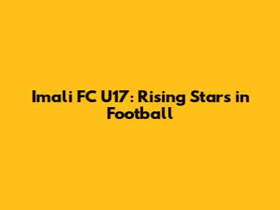 Imali FC U17: Rising Stars in Football