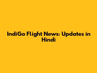 IndiGo Flight News: Updates in Hindi