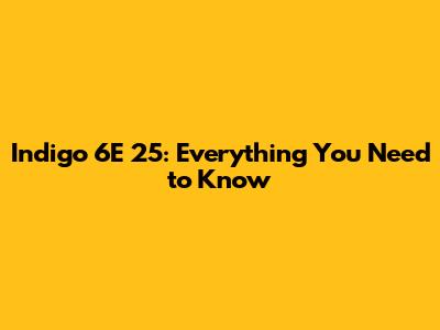 Indigo 6E 25: Everything You Need to Know