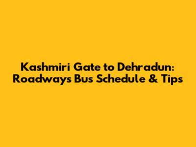Kashmiri Gate to Dehradun: Roadways Bus Schedule & Tips