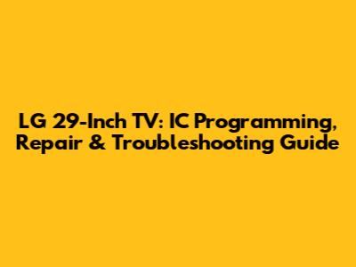 LG 29-Inch TV: IC Programming, Repair & Troubleshooting Guide
