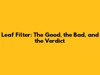 Leaf Filter: The Good, the Bad, and the Verdict