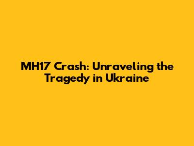 MH17 Crash: Unraveling the Tragedy in Ukraine