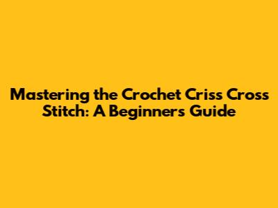Mastering the Crochet Criss Cross Stitch: A Beginner's Guide