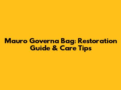 Mauro Governa Bag: Restoration Guide & Care Tips