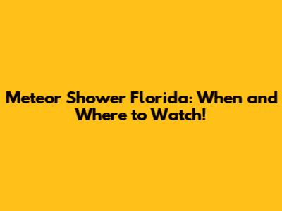 Meteor Shower Florida: When and Where to Watch!