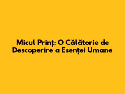 Micul Prinț: O Călătorie de Descoperire a Esenței Umane
