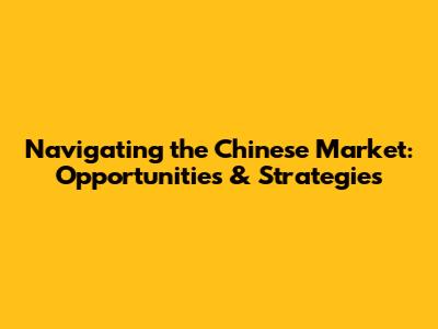 Navigating the Chinese Market: Opportunities & Strategies