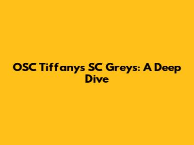 OSC Tiffany's SC Grey's: A Deep Dive