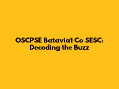OSCPSE Batavia1 Co SESC: Decoding the Buzz