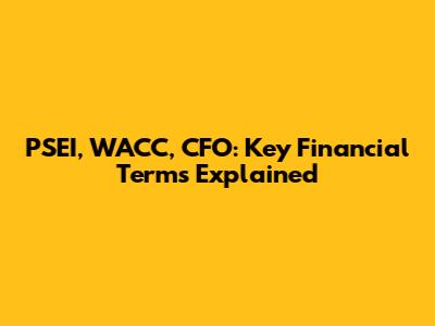 PSEI, WACC, CFO: Key Financial Terms Explained