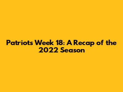Patriots Week 18: A Recap of the 2022 Season