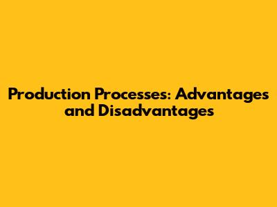 Production Processes: Advantages and Disadvantages