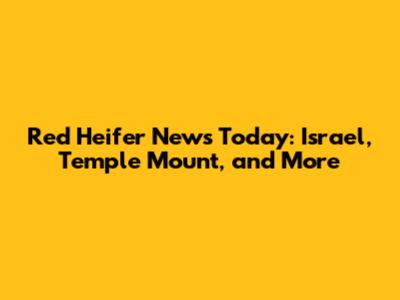 Red Heifer News Today: Israel, Temple Mount, and More