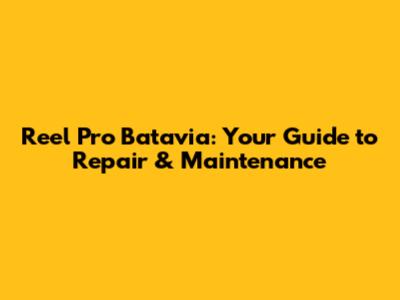 Reel Pro Batavia: Your Guide to Repair & Maintenance